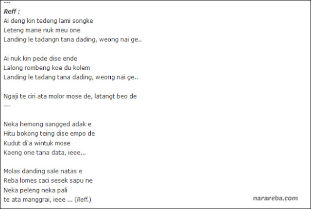 Lirik Lagu "Ite Manggarai" Versi narareba.com